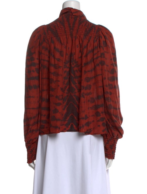 Raquel Allegra Silk Tie-Dye Print Button-Up Top