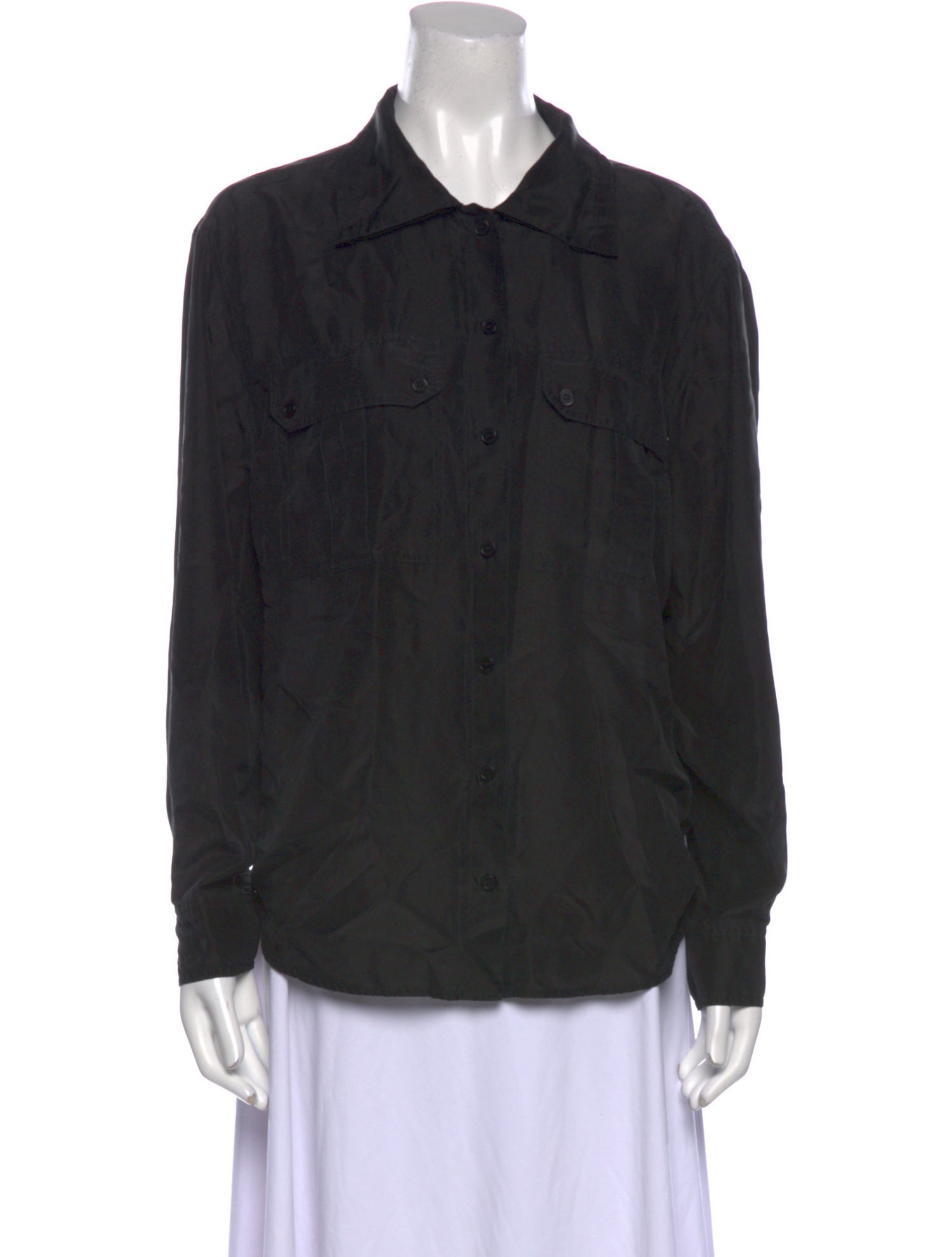 Raquel Allegra Silk Long Sleeve Button-Up Top