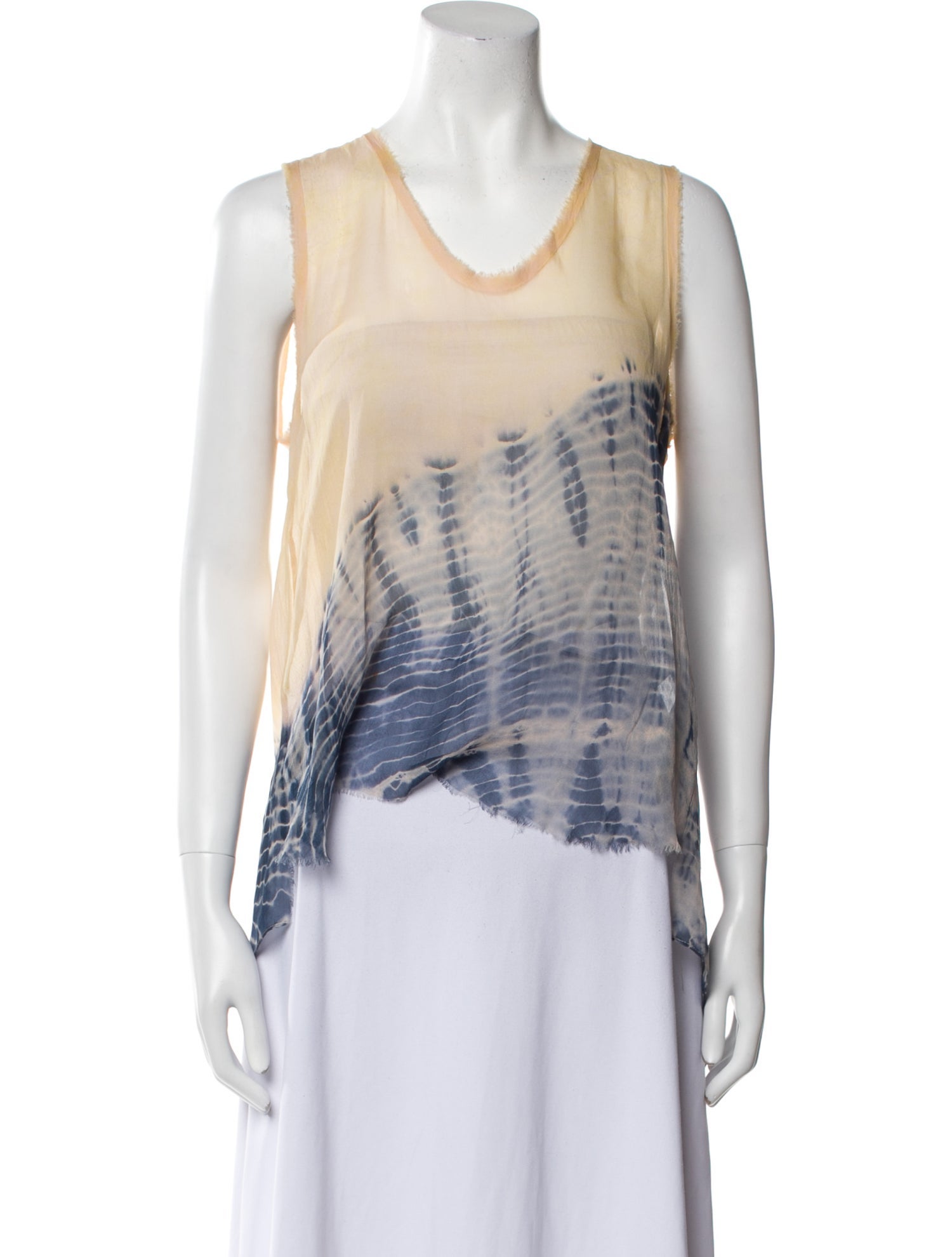 Raquel Allegra Silk Tie-Dye Print Top