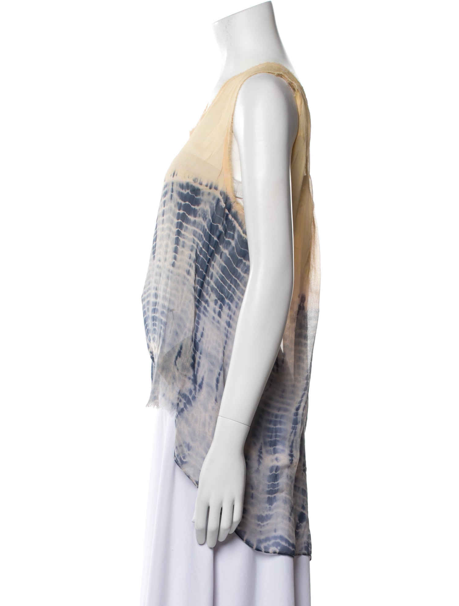 Raquel Allegra Silk Tie-Dye Print Top