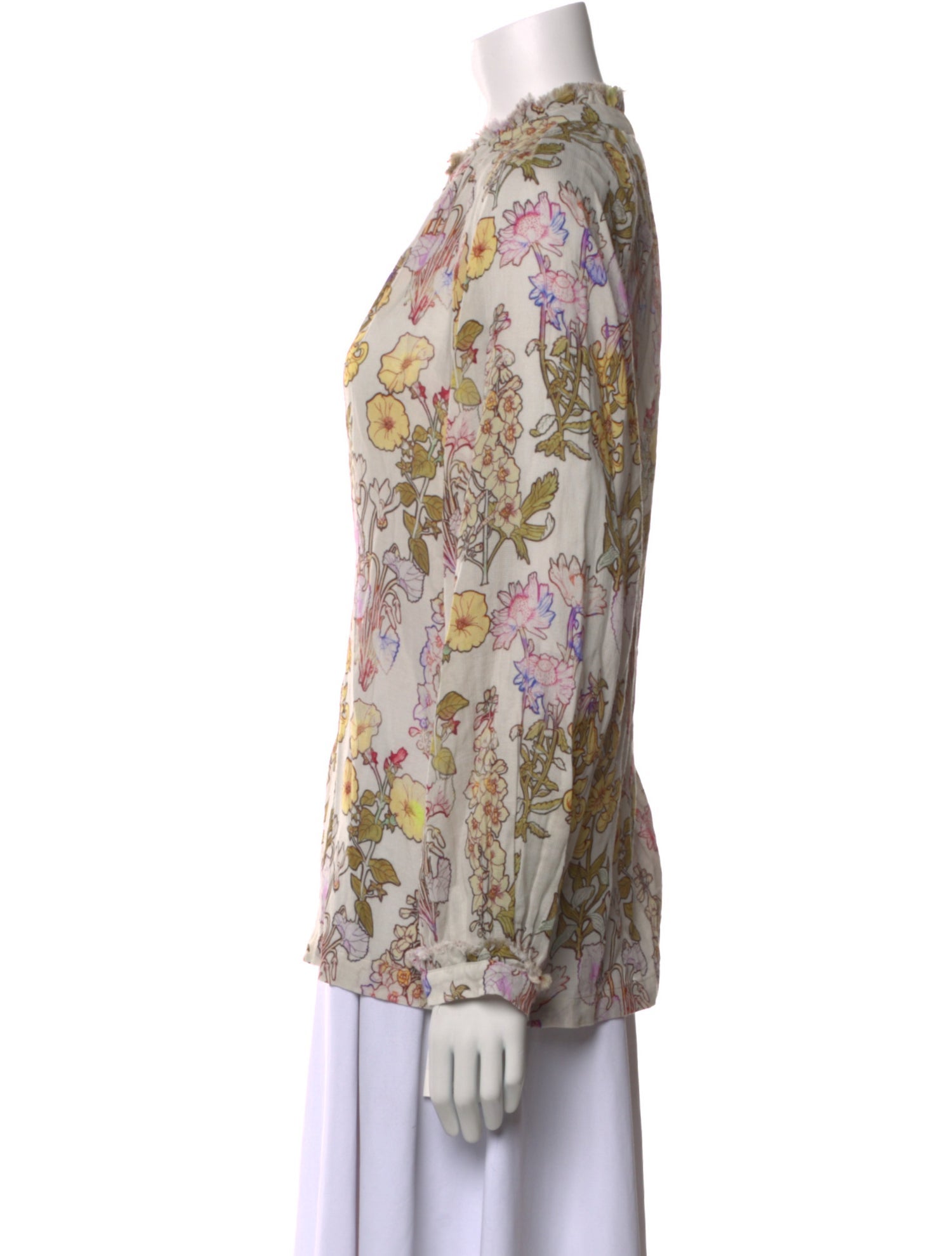 Raquel Allegra Floral Print Mock Neck Blouse