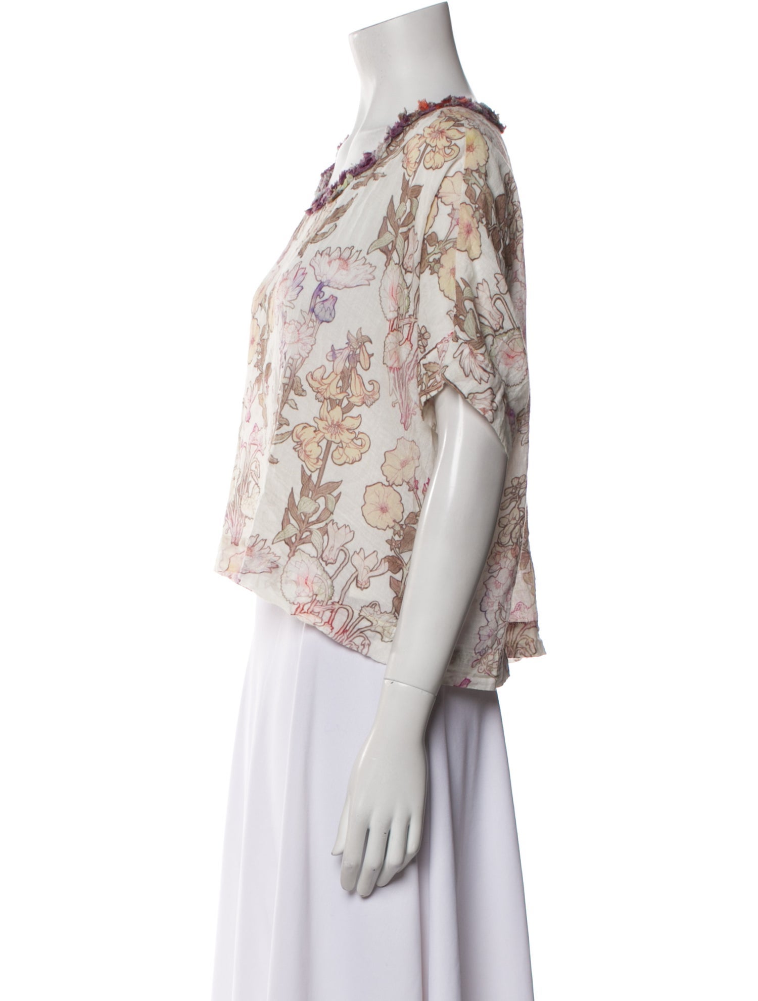 Raquel Allegra Floral Print Scoop Neck Crop Top w/ Tags