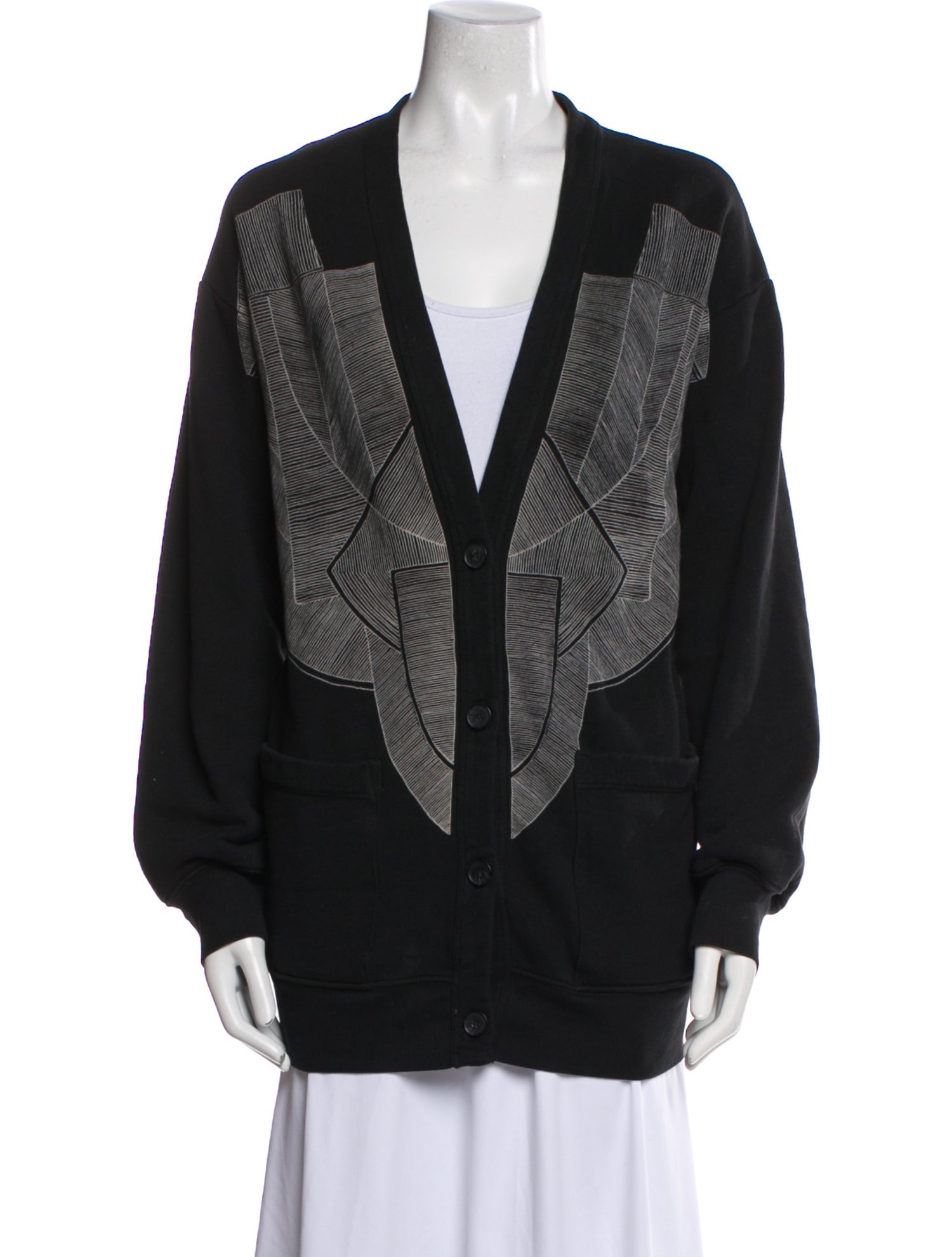 Raquel Allegra Graphic Print Plunge Neckline Sweater