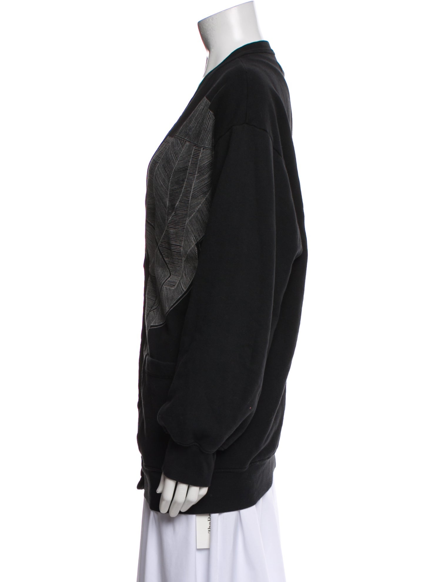 Raquel Allegra Graphic Print Plunge Neckline Sweater