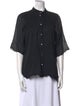 Raquel Allegra Mock Neck Short Sleeve Button-Up Top