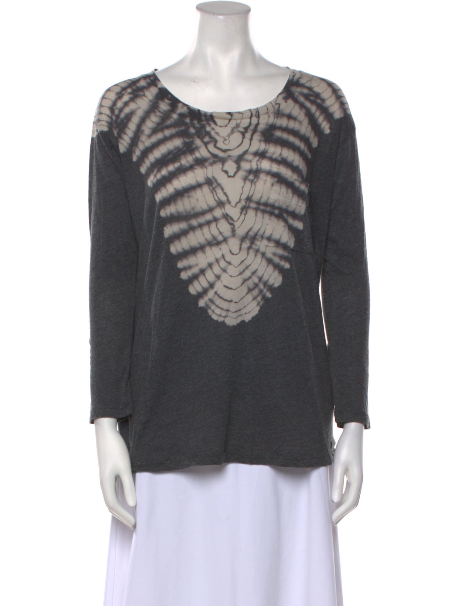 Raquel Allegra Tie-Dye Print Scoop Neck Blouse