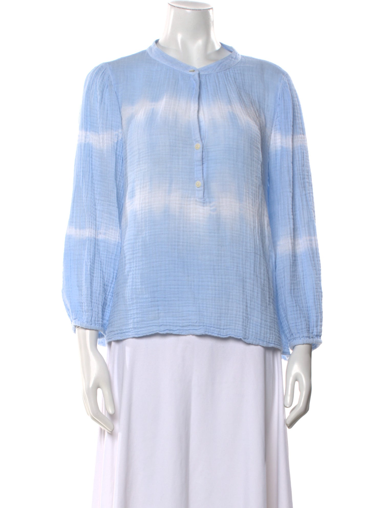 Raquel Allegra Tie-Dye Print Mock Neck Blouse