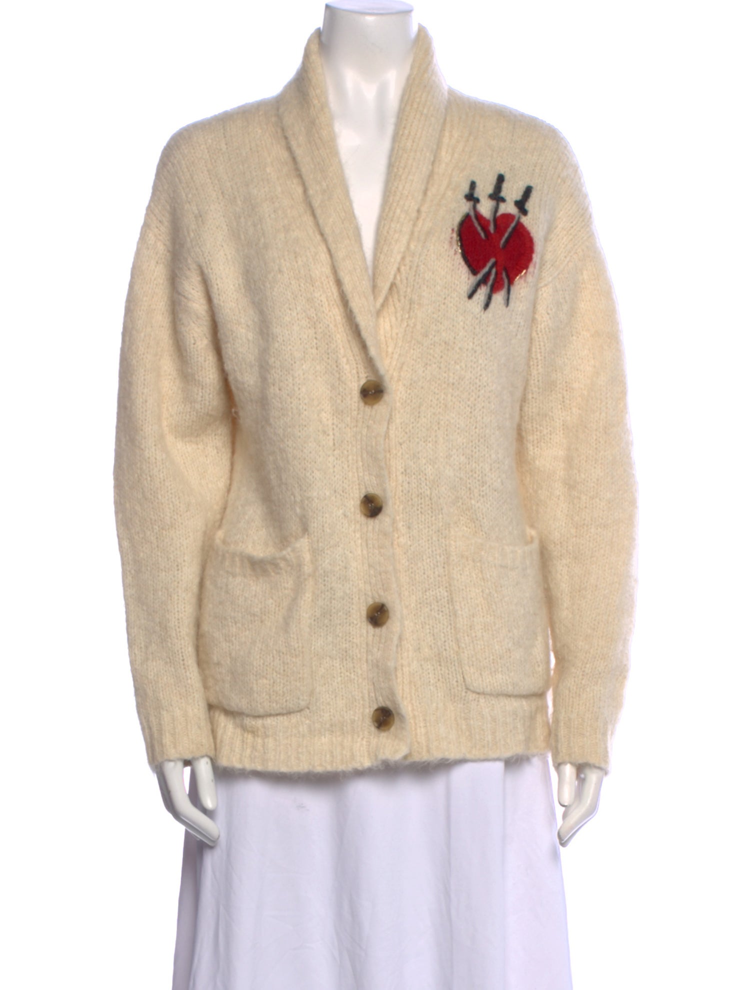 Raquel Allegra Graphic Print V-Neck Sweater