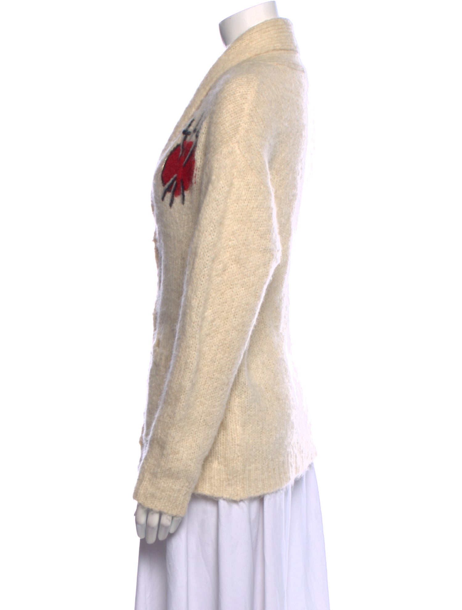 Raquel Allegra Graphic Print V-Neck Sweater