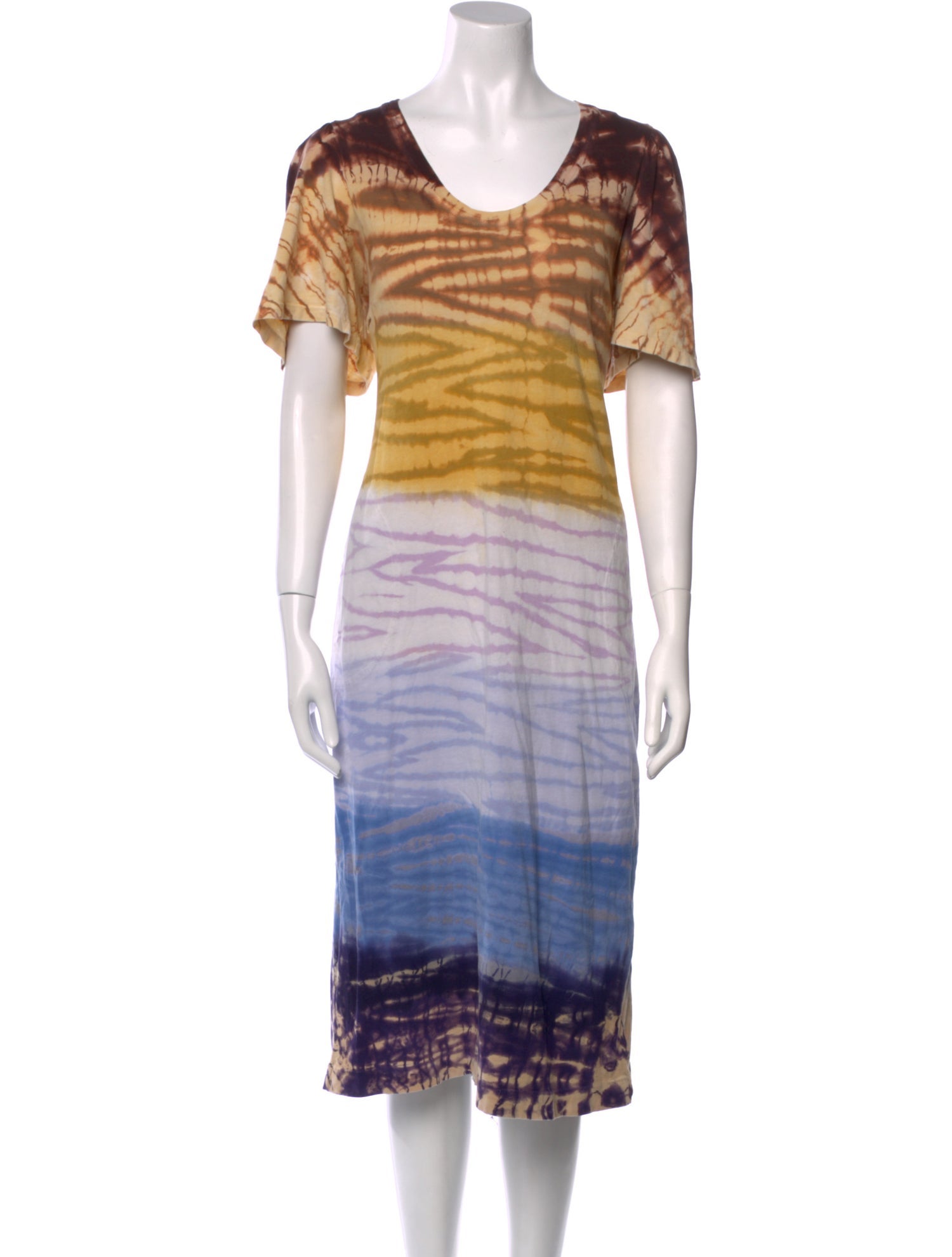 Raquel Allegra Tie-Dye Print Midi Length Dress
