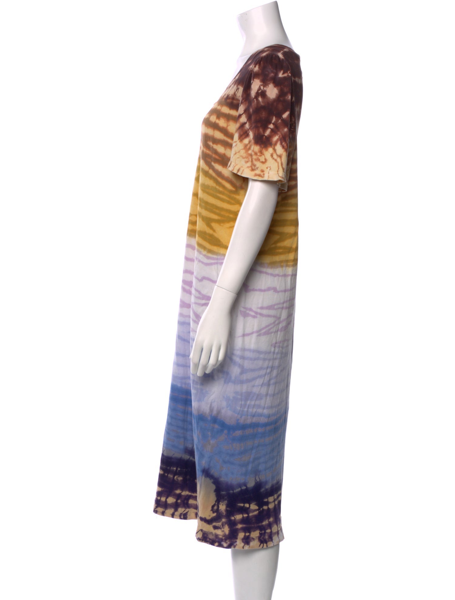 Raquel Allegra Tie-Dye Print Midi Length Dress