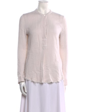 Raquel Allegra Mock Neck Long Sleeve Button-Up Top