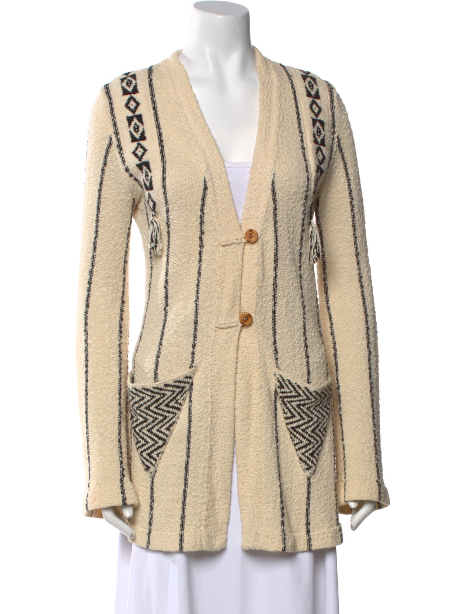 Raquel Allegra Printed V-Neck Sweater