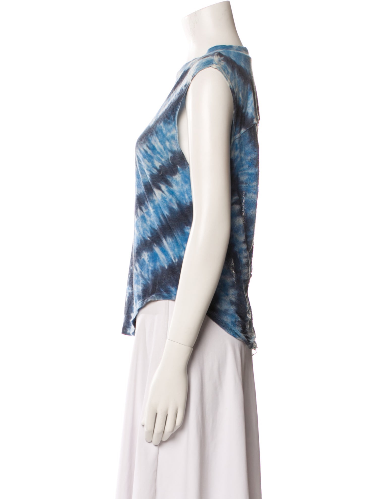 Raquel Allegra Tie-Dye Print Scoop Neck Top