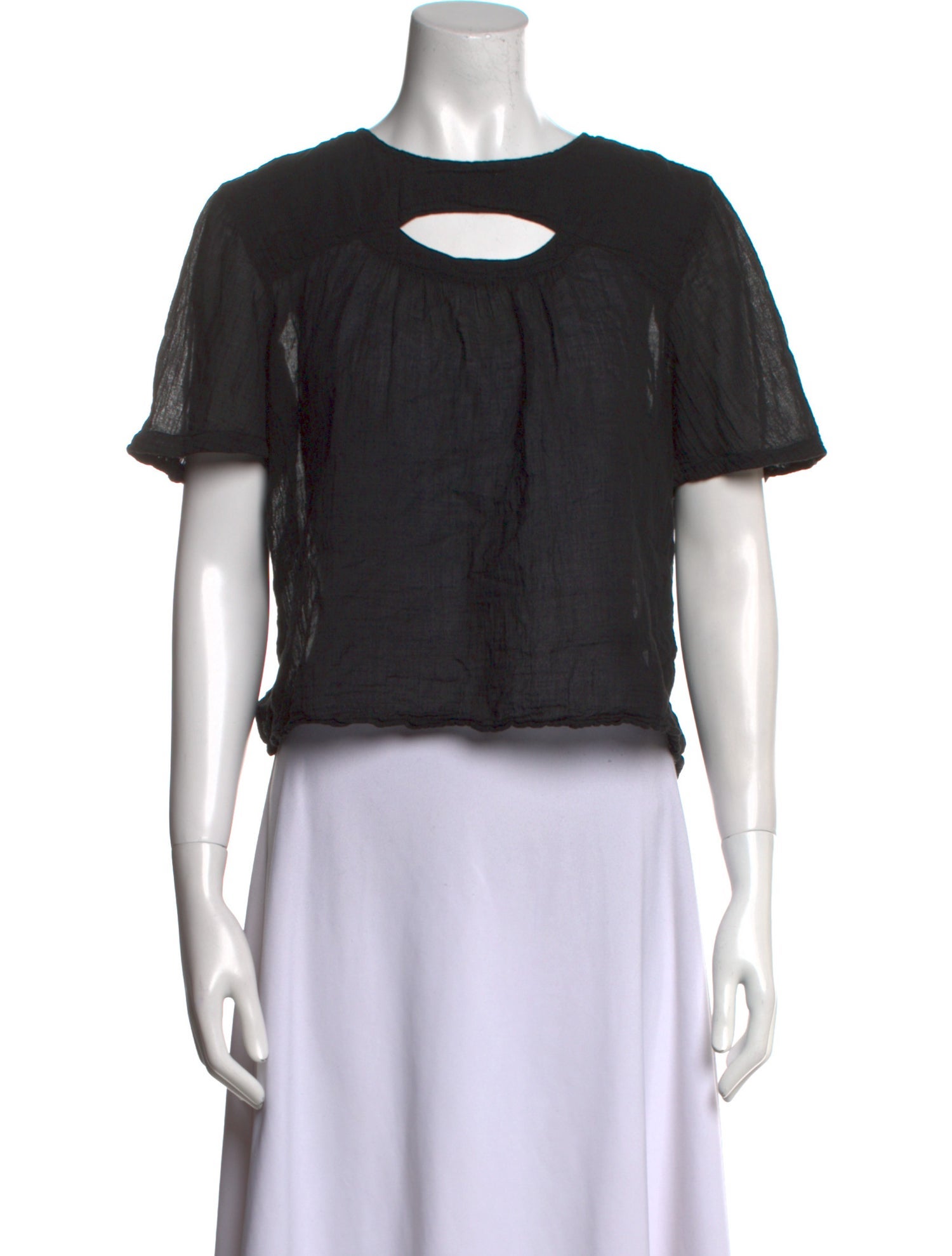 Raquel Allegra Scoop Neck Short Sleeve Crop Top