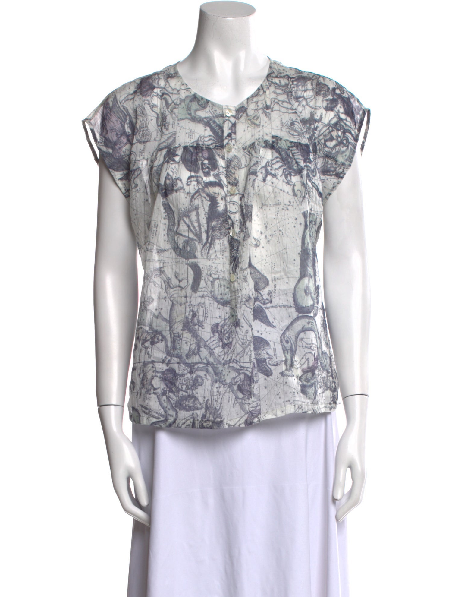 Raquel Allegra Printed Crew Neck Top