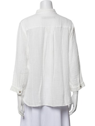 Raquel Allegra Three-Quarter Sleeve Button-Up Top