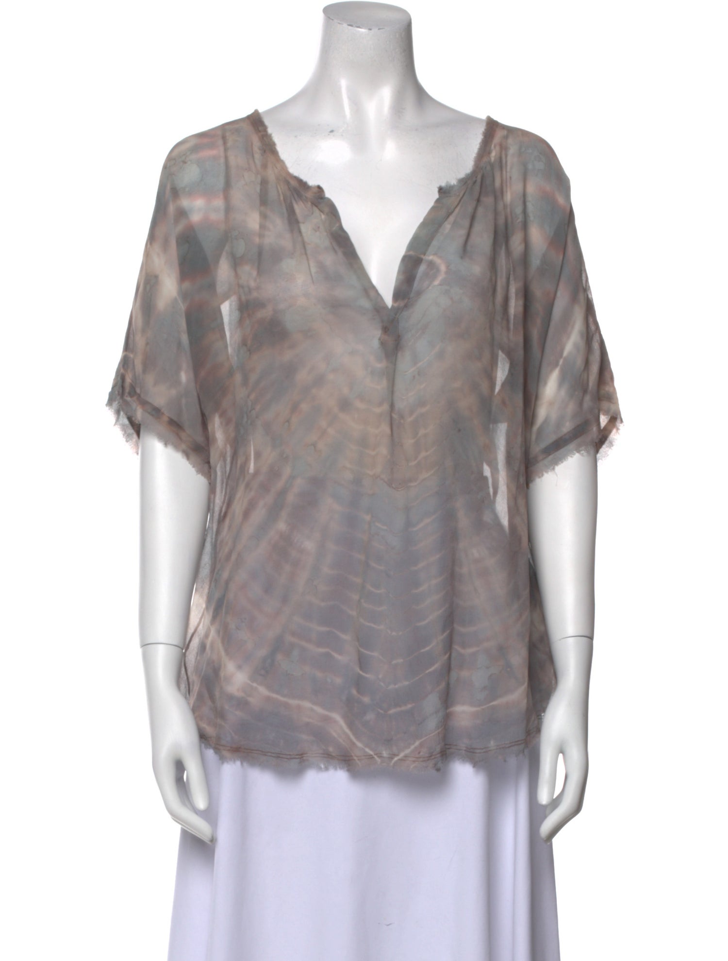 Raquel Allegra Silk Tie-Dye Print Blouse