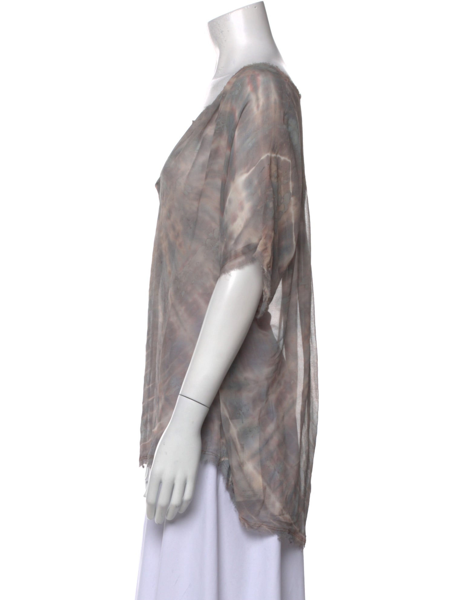 Raquel Allegra Silk Tie-Dye Print Blouse