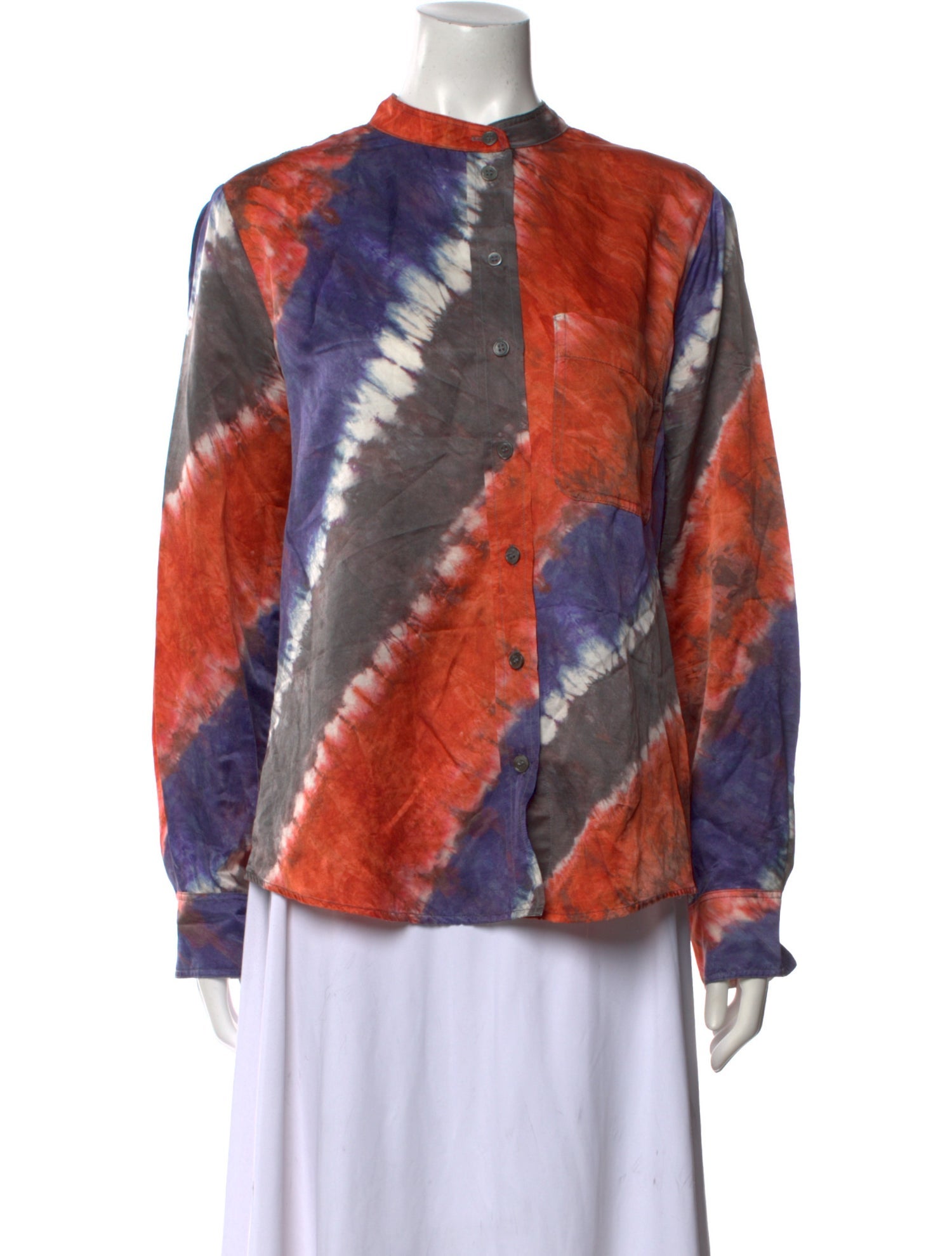 Raquel Allegra Tie-Dye Print Crew Neck Blouse