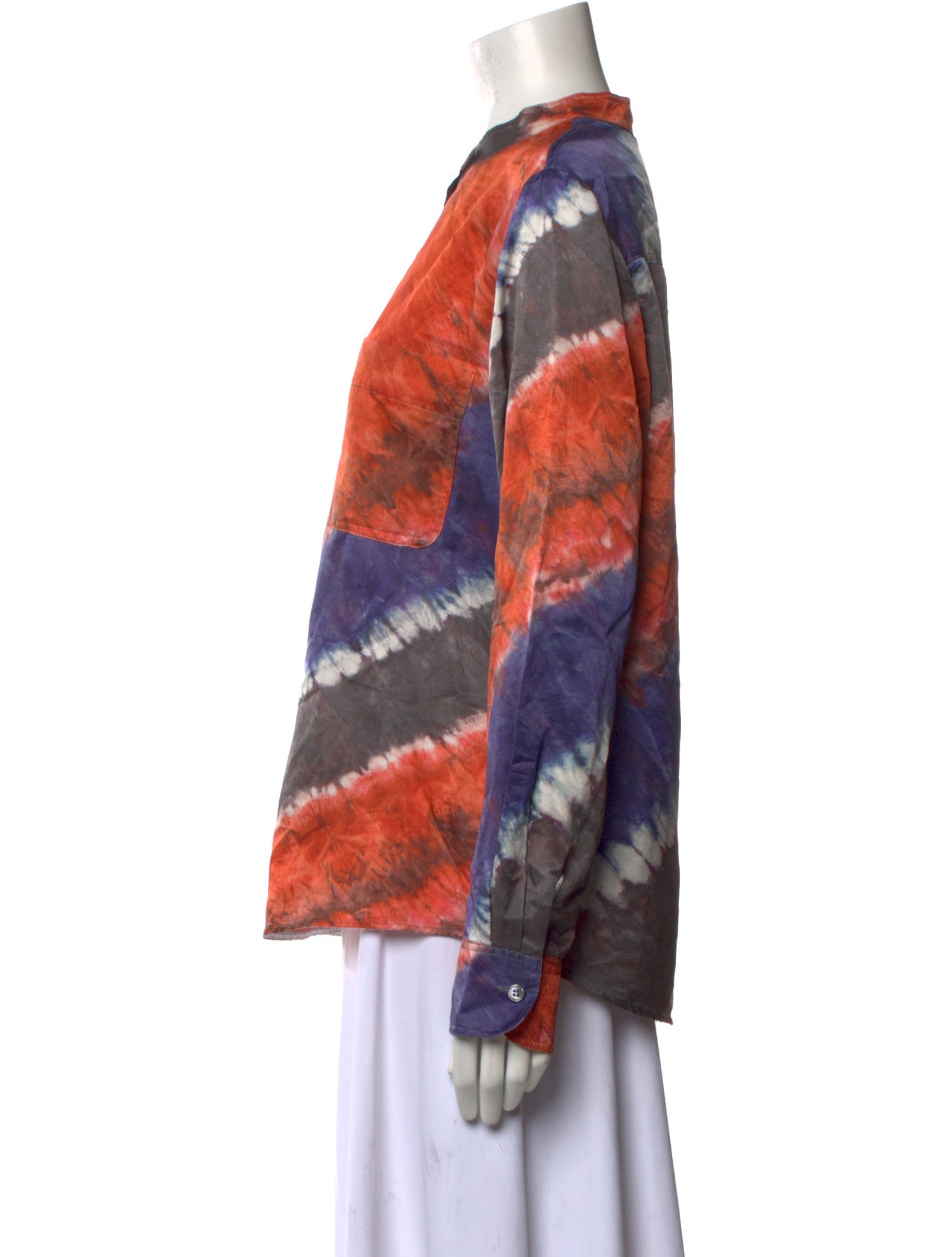 Raquel Allegra Tie-Dye Print Crew Neck Blouse