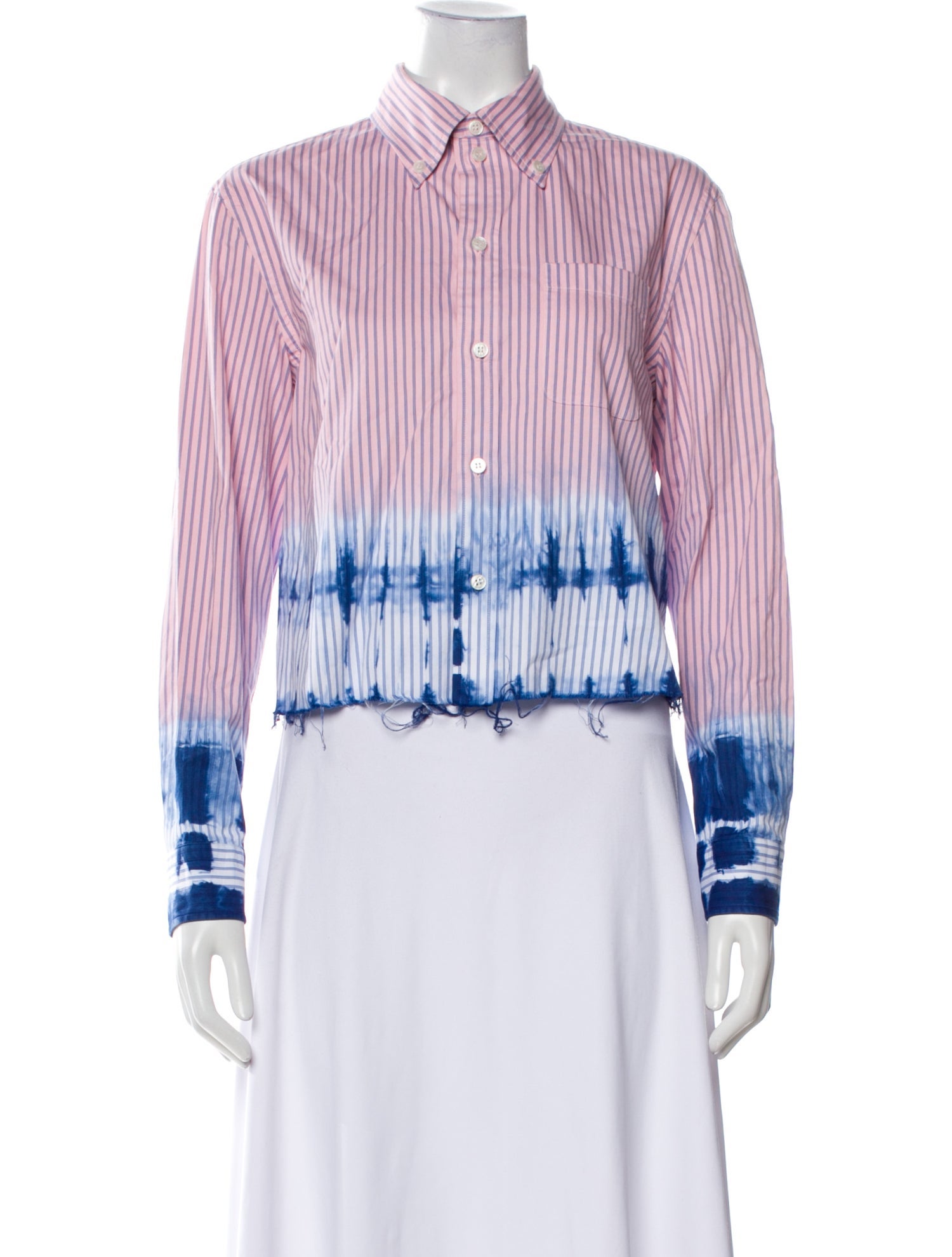 Raquel Allegra Striped Long Sleeve Button-Up Top