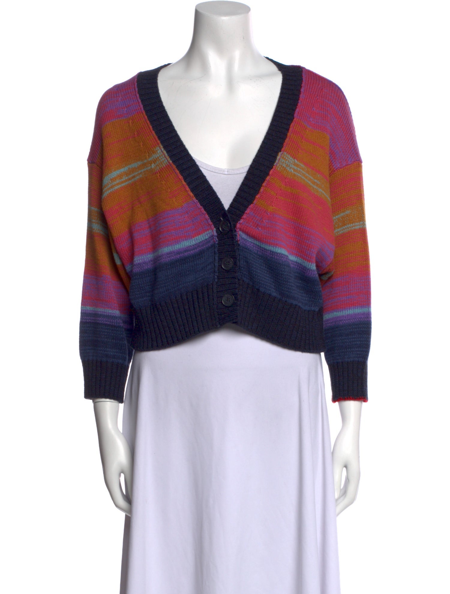 Raquel Allegra Striped V-Neck Sweater