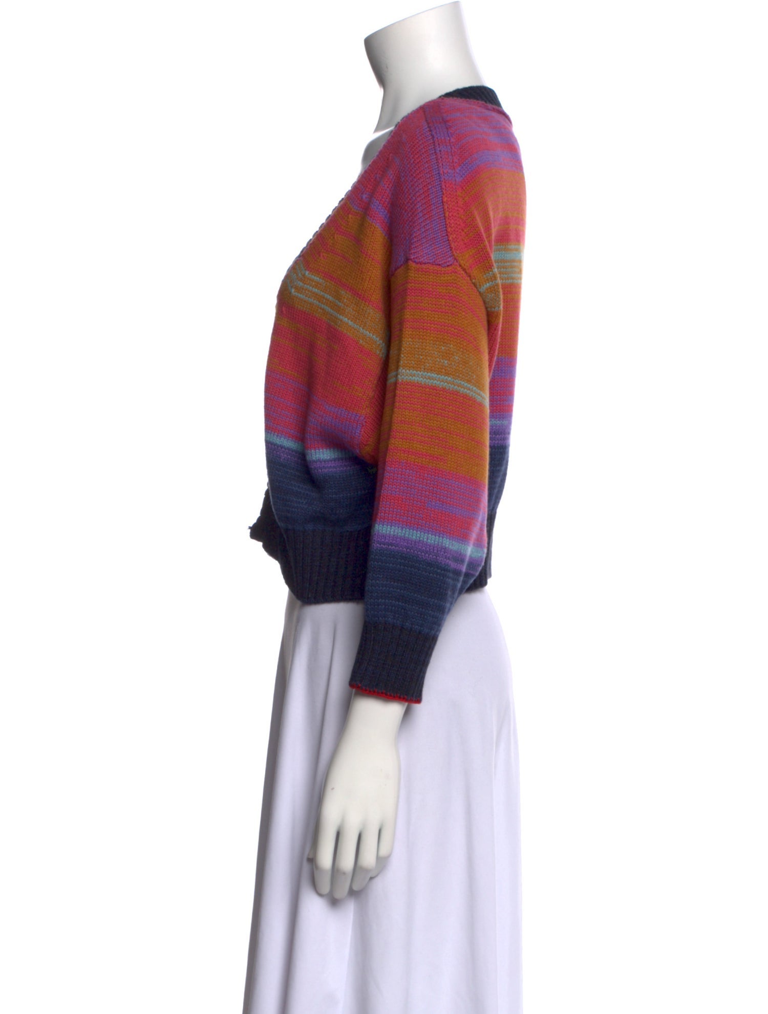 Raquel Allegra Striped V-Neck Sweater