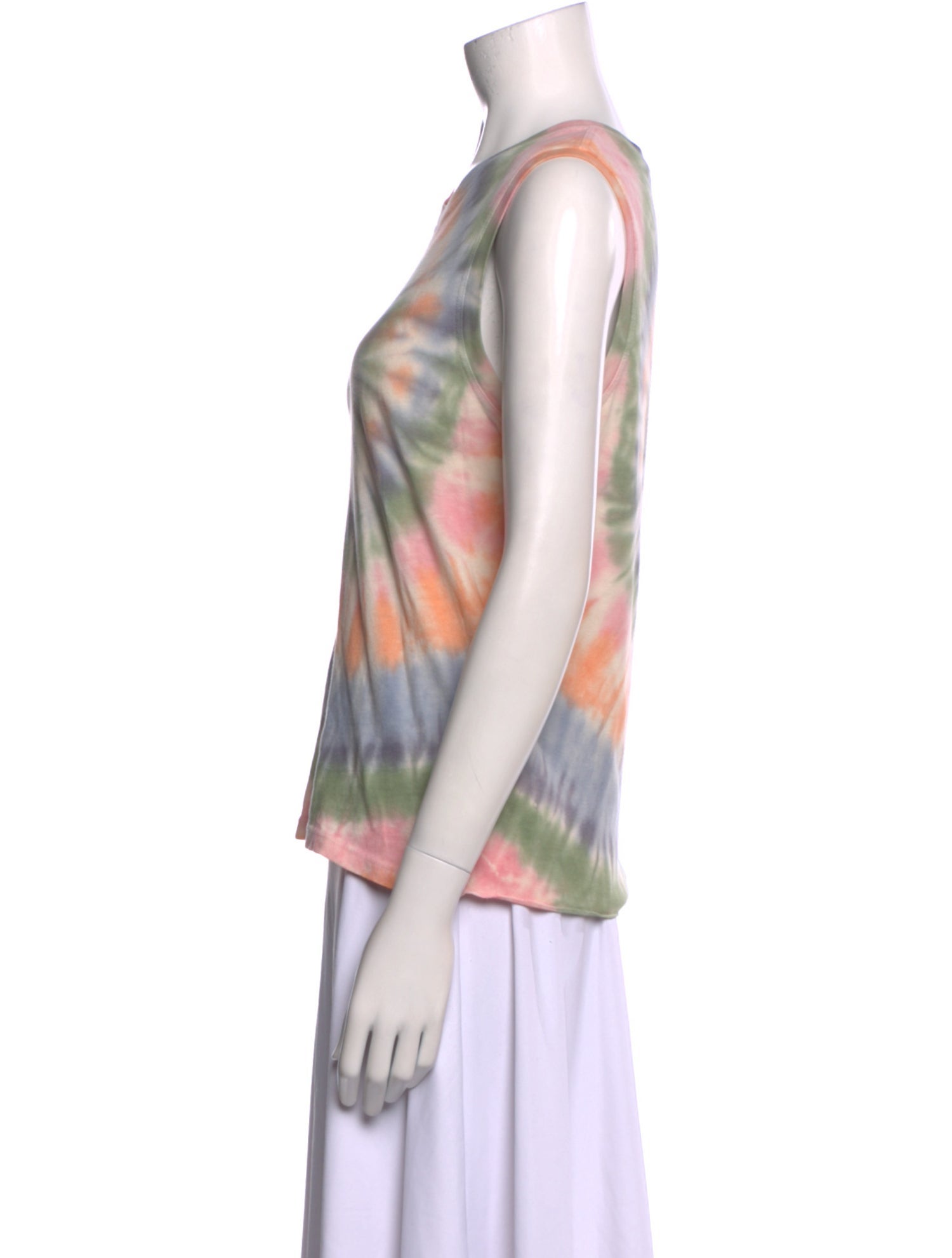 Raquel Allegra Tie-Dye Print Scoop Neck Top