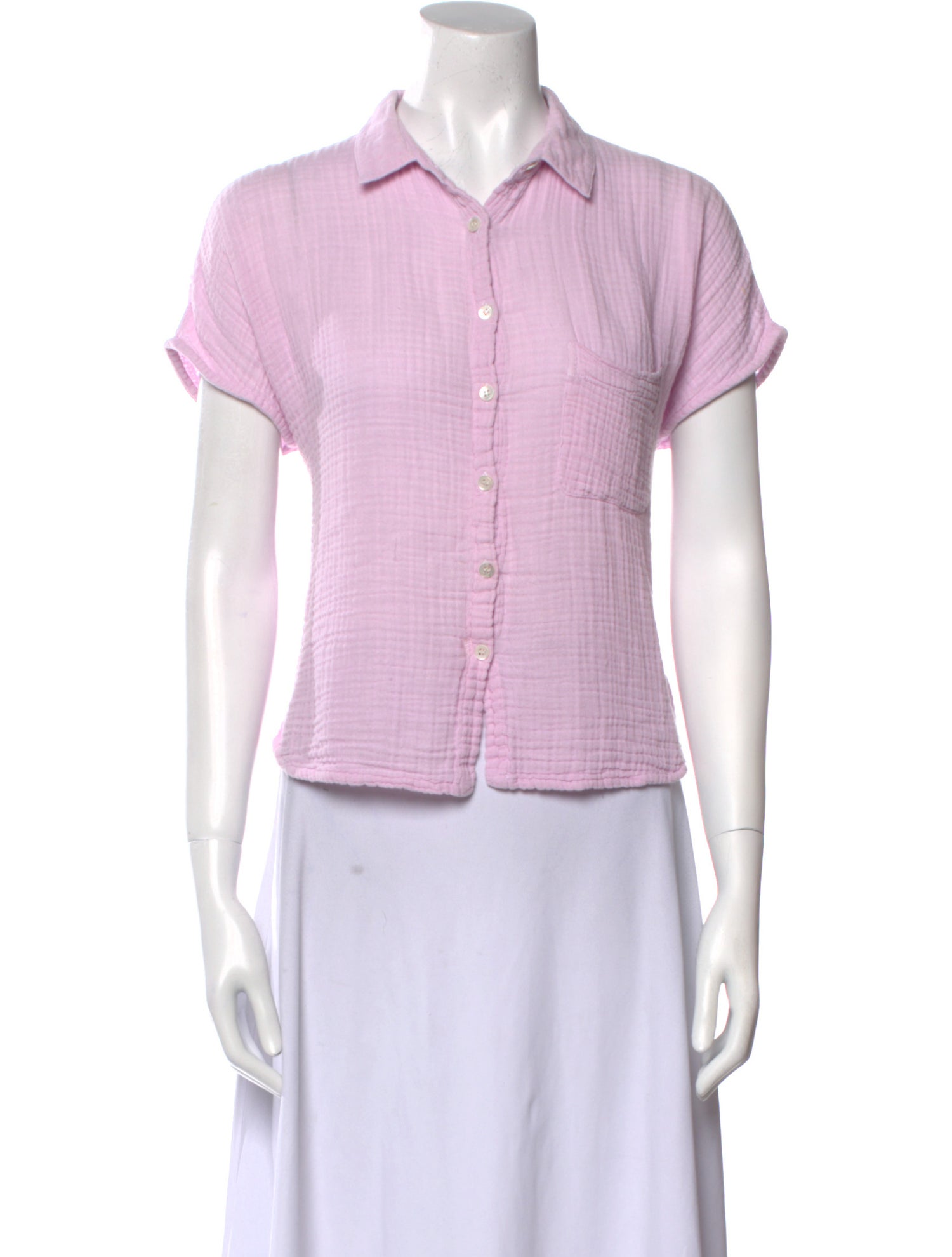 Raquel Allegra Short Sleeve Button-Up Top