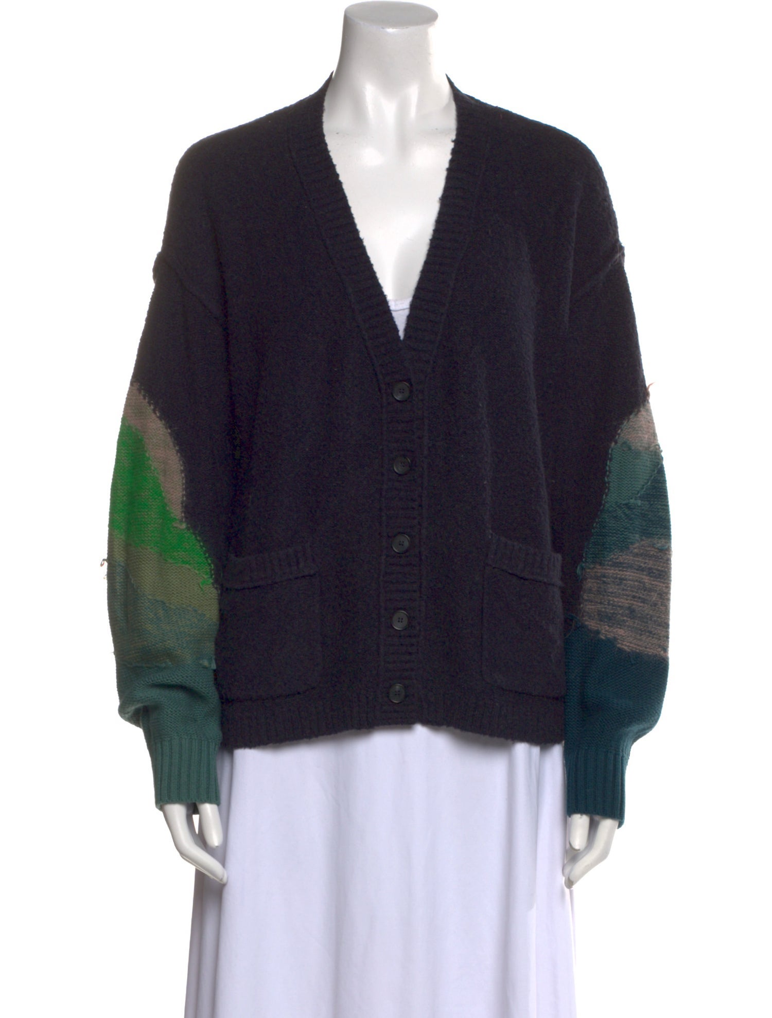 Raquel Allegra Printed V-Neck Sweater