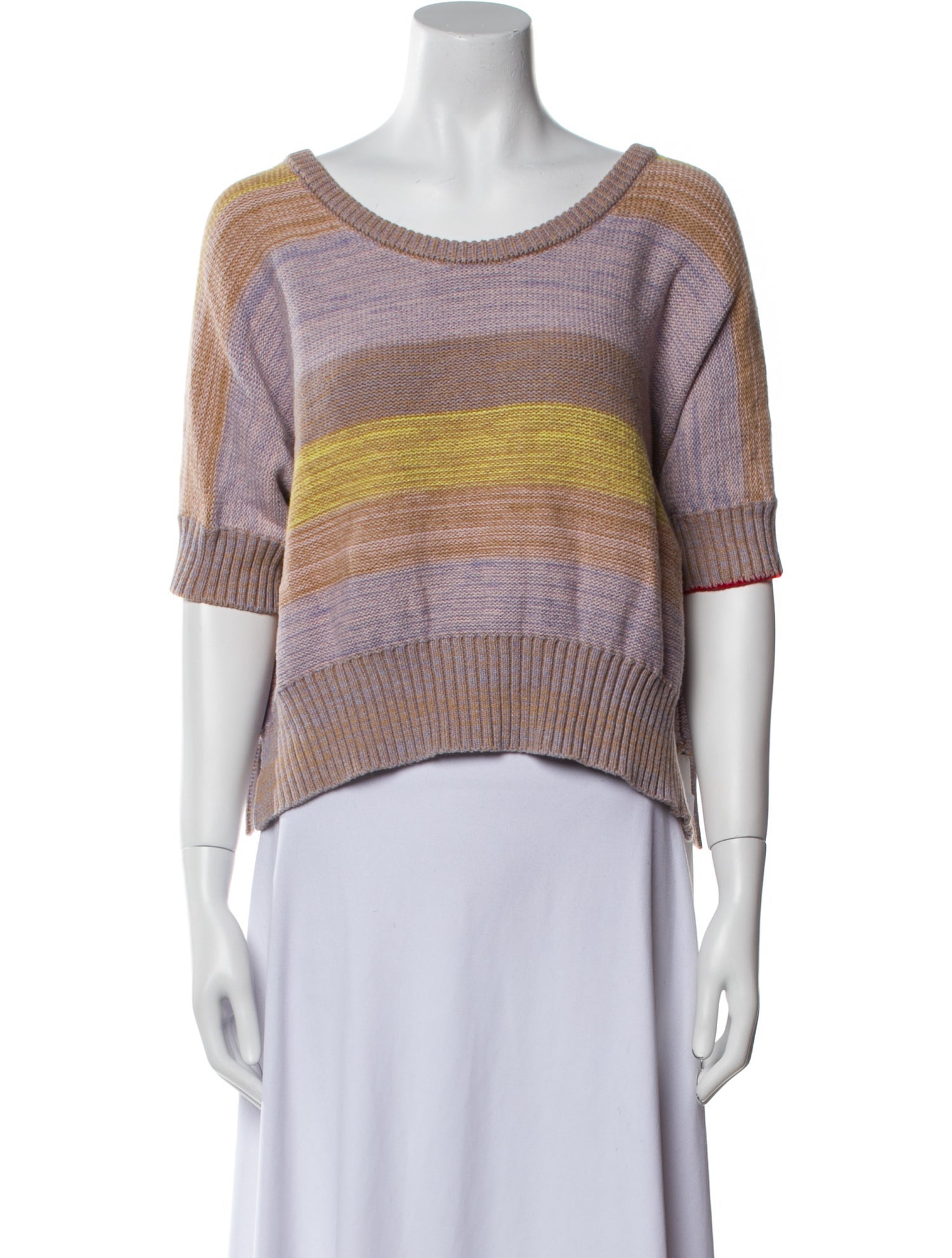 Raquel Allegra Striped Scoop Neck Crop Top