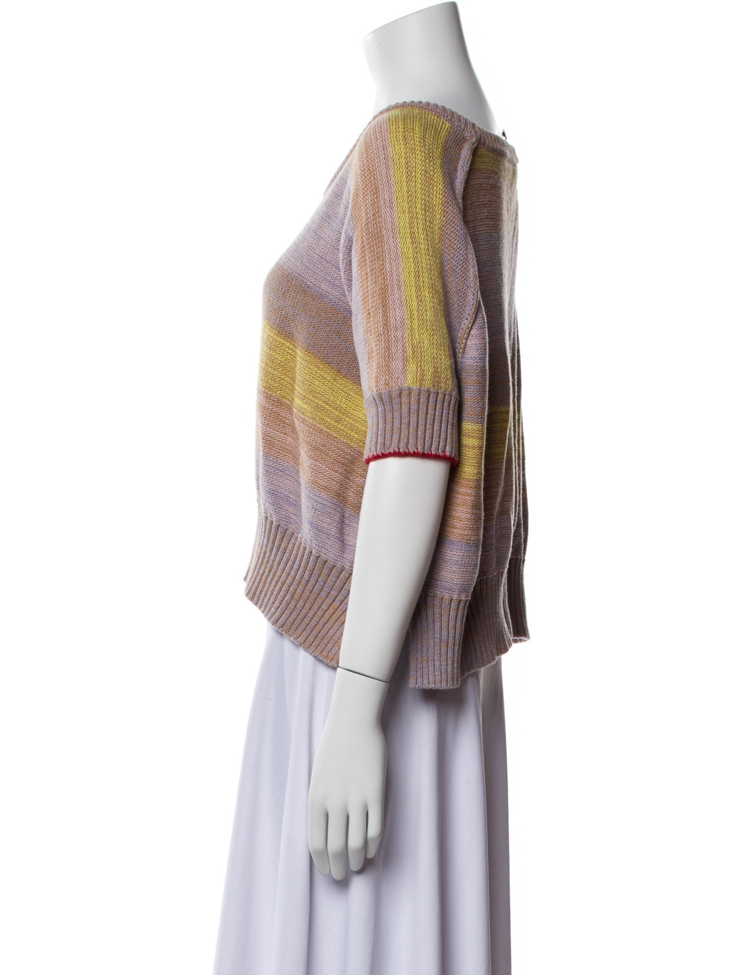 Raquel Allegra Striped Scoop Neck Crop Top