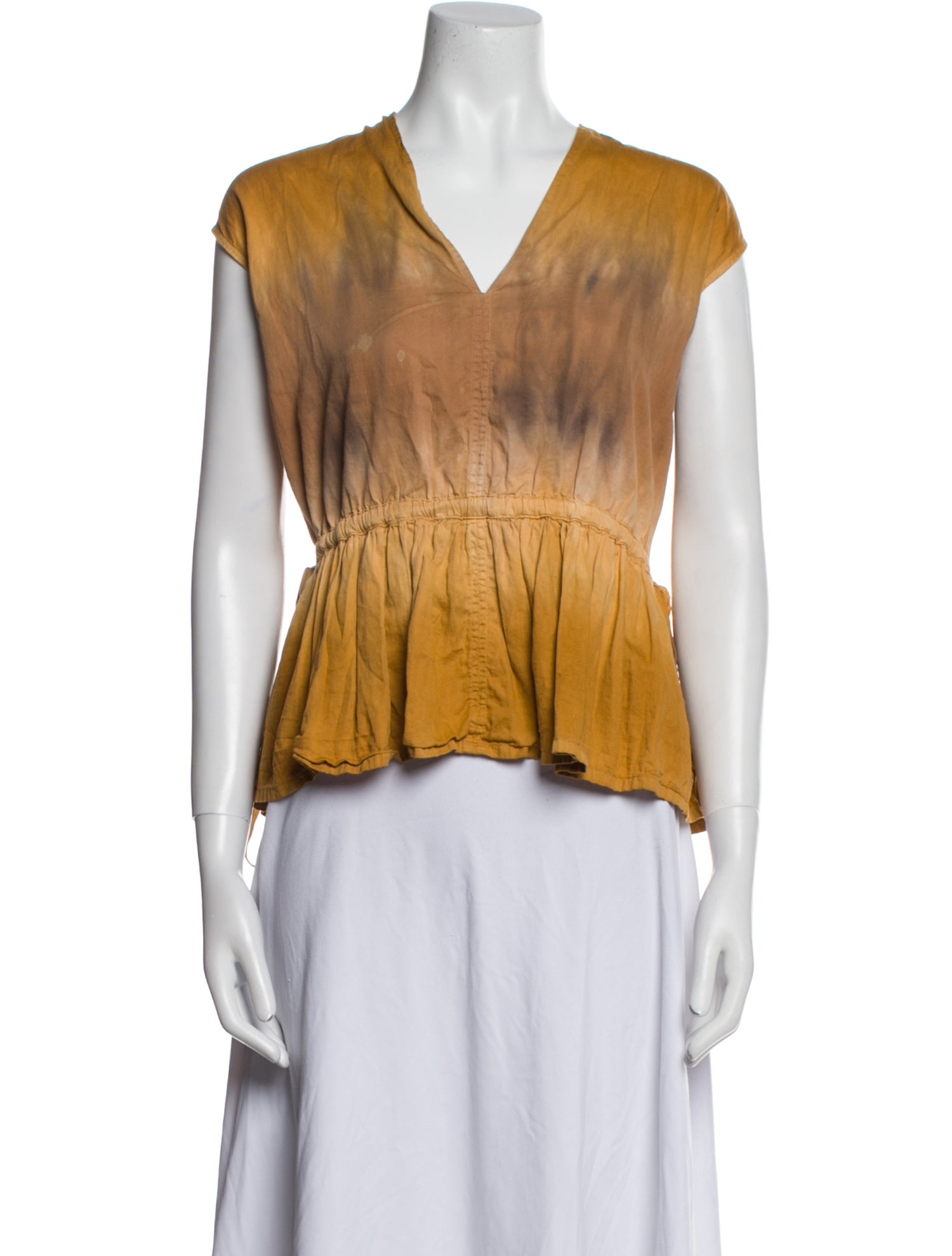 Raquel Allegra Printed V-Neck Crop Top