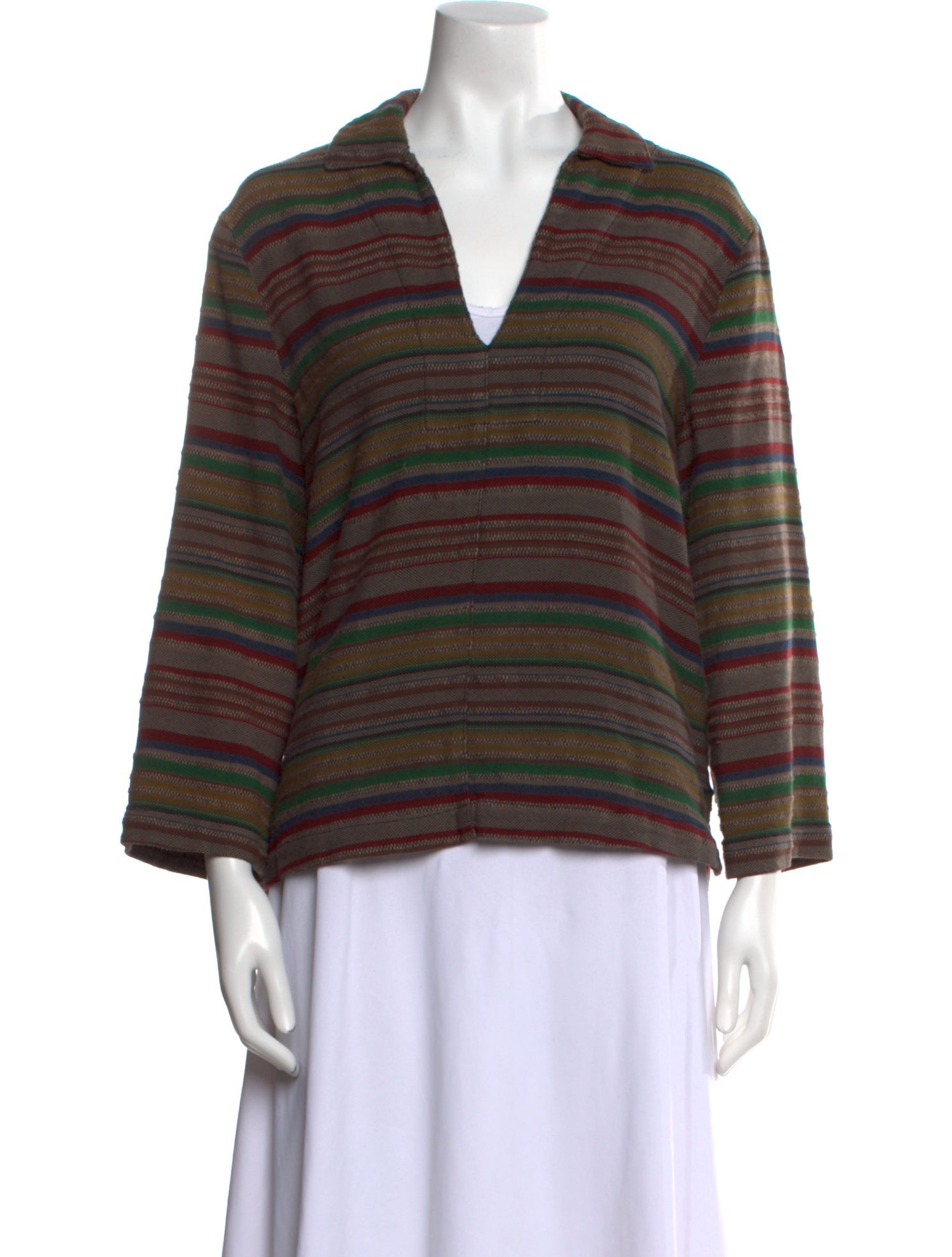Raquel Allegra Striped V-Neck Blouse