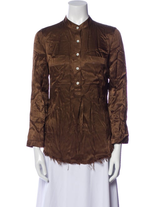 Raquel Allegra Nylon Long Sleeve Button-Up Top