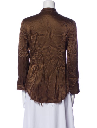 Raquel Allegra Nylon Long Sleeve Button-Up Top