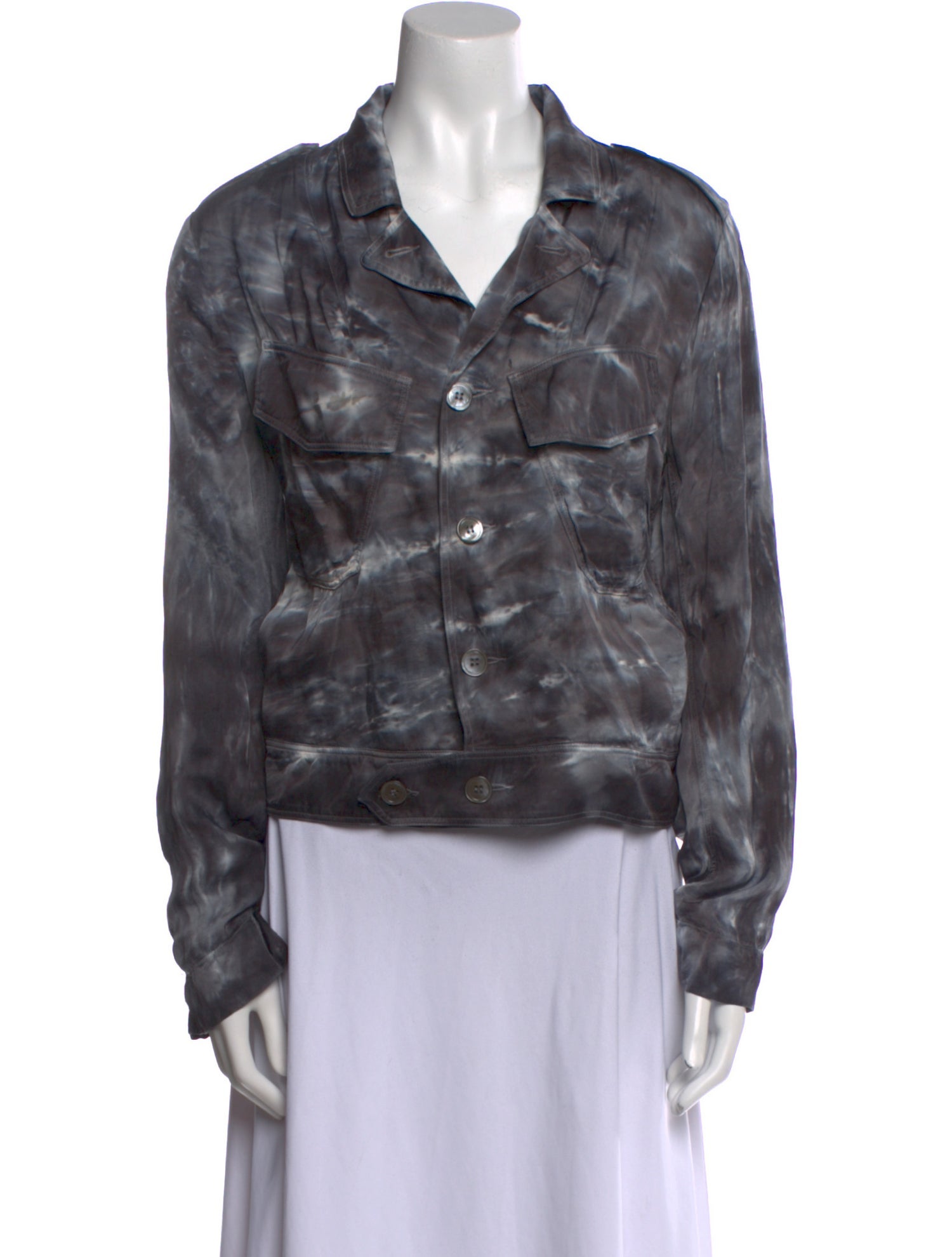 Raquel Allegra Tie-Dye Print Long Sleeve Blouse