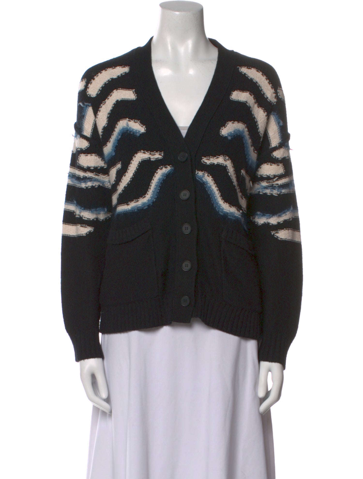 Raquel Allegra Patterned V-Neck Sweater