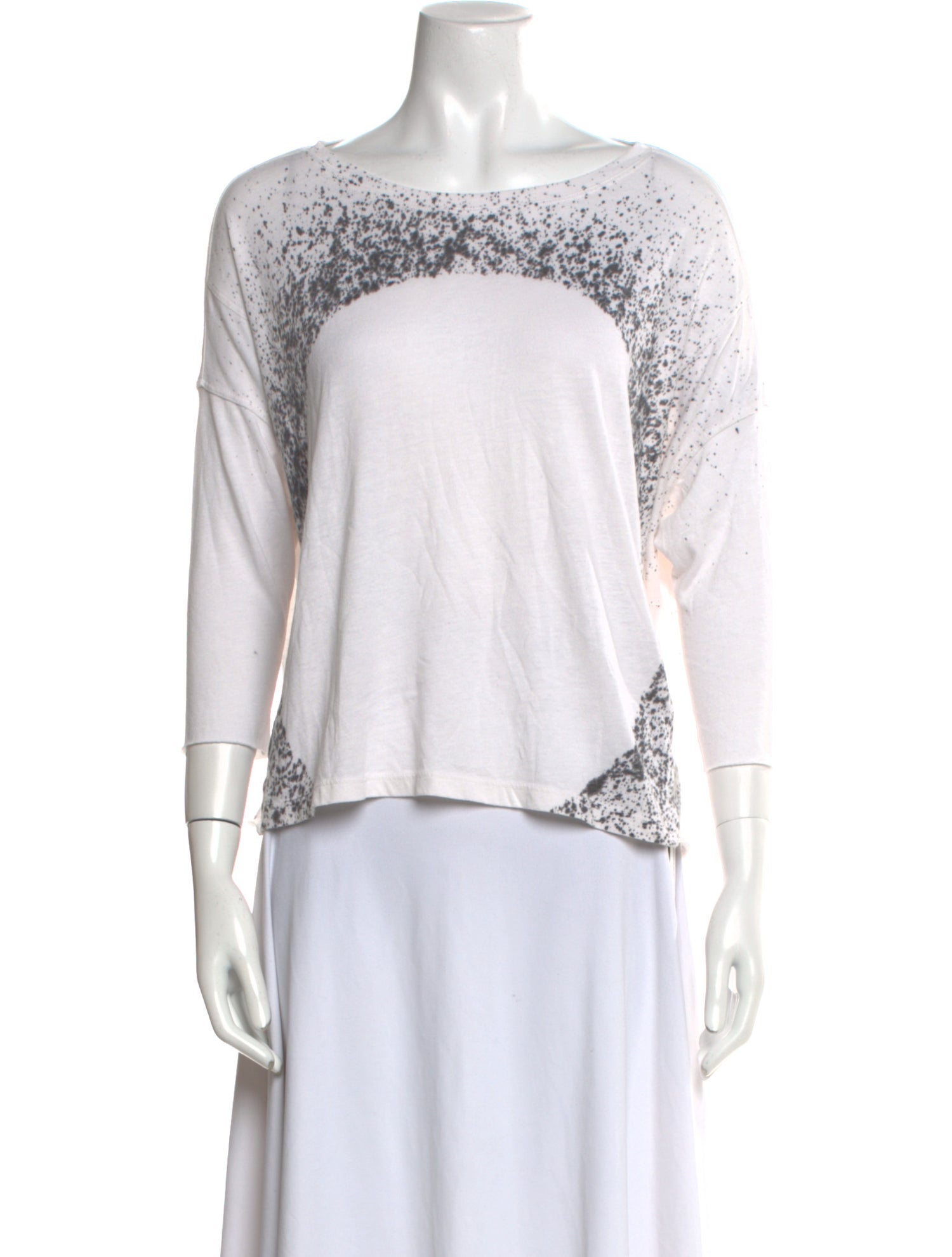 Raquel Allegra Bateau Neckline Three-Quarter Sleeve Top