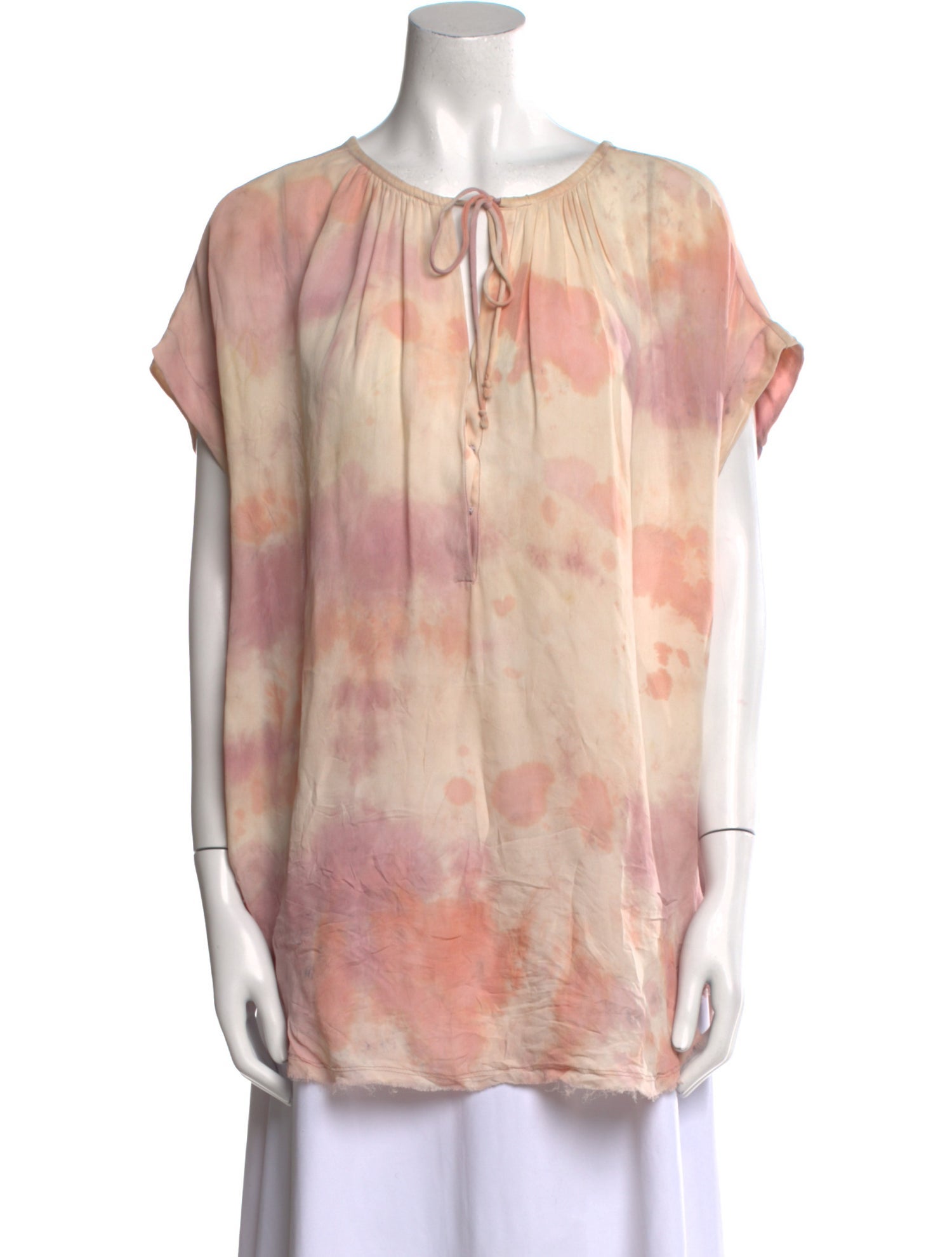 Raquel Allegra Silk Tie-Dye Print Blouse