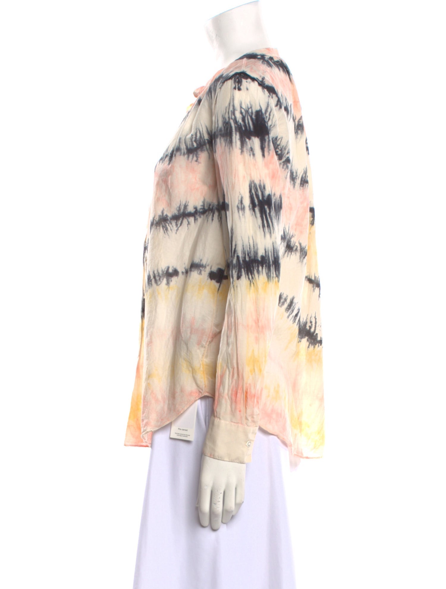 Raquel Allegra Tie-Dye Print V-Neck Blouse