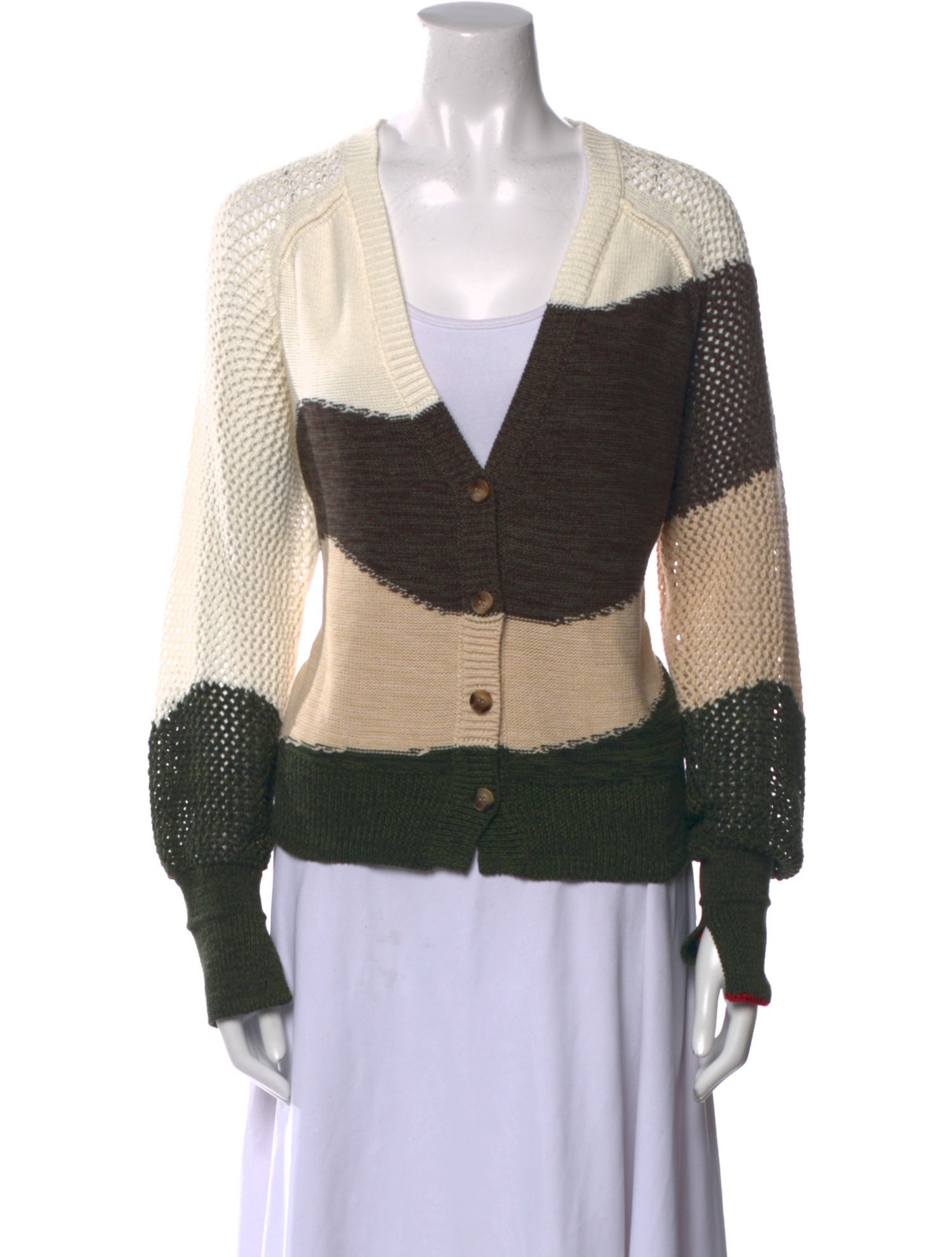 Raquel Allegra Striped V-Neck Sweater