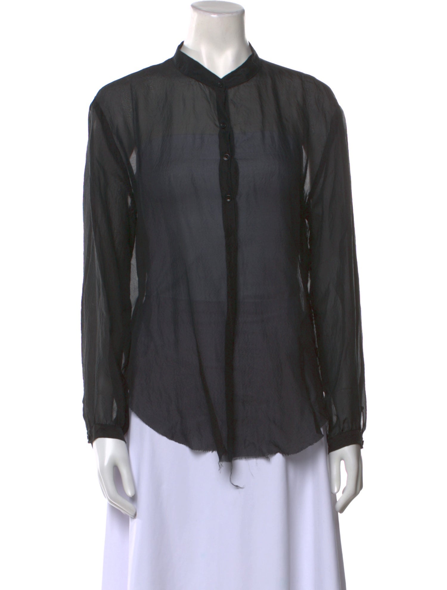 Raquel Allegra Silk Long Sleeve Button-Up Top