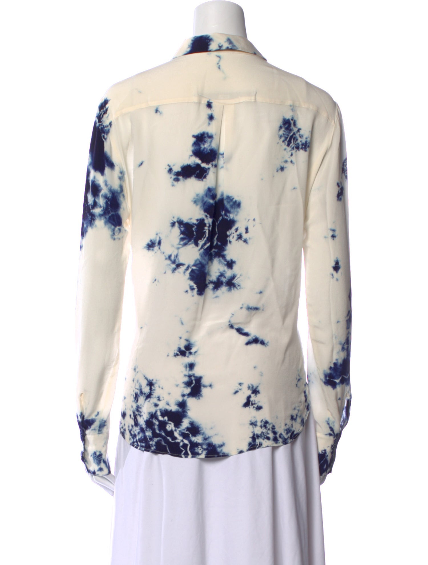 Raquel Allegra Silk Tie-Dye Print Button-Up Top
