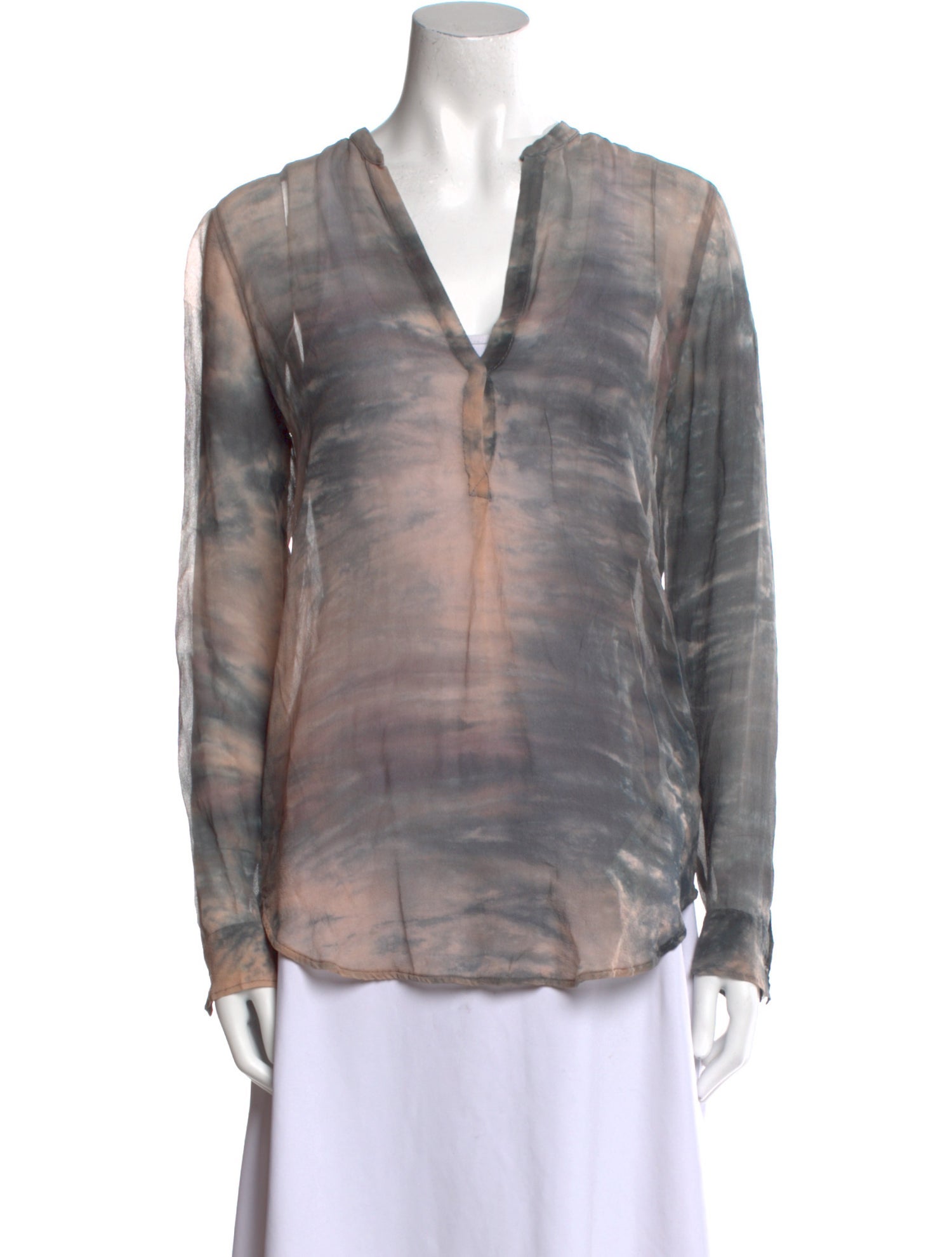 Raquel Allegra Silk Tie-Dye Print Blouse