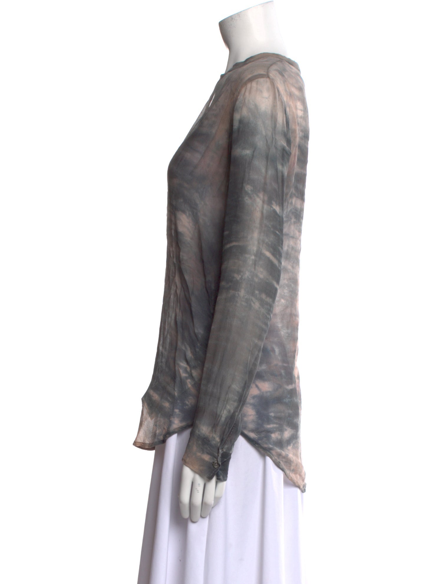 Raquel Allegra Silk Tie-Dye Print Blouse