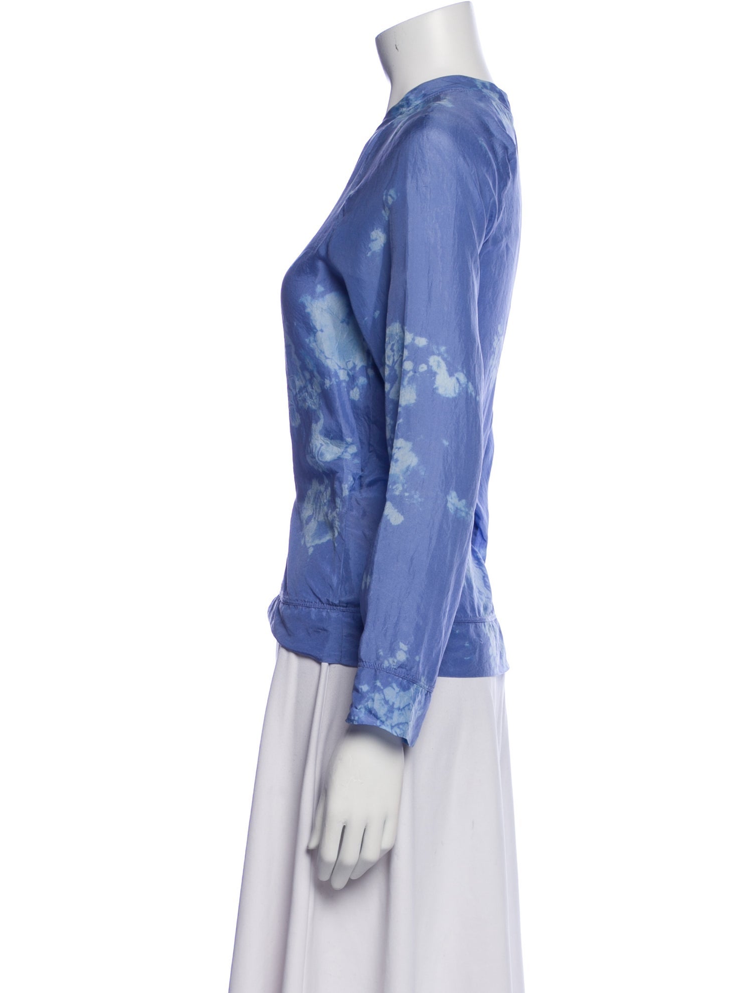 Raquel Allegra Silk Tie-Dye Print Top