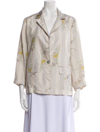 Raquel Allegra Silk Floral Print Blazer
