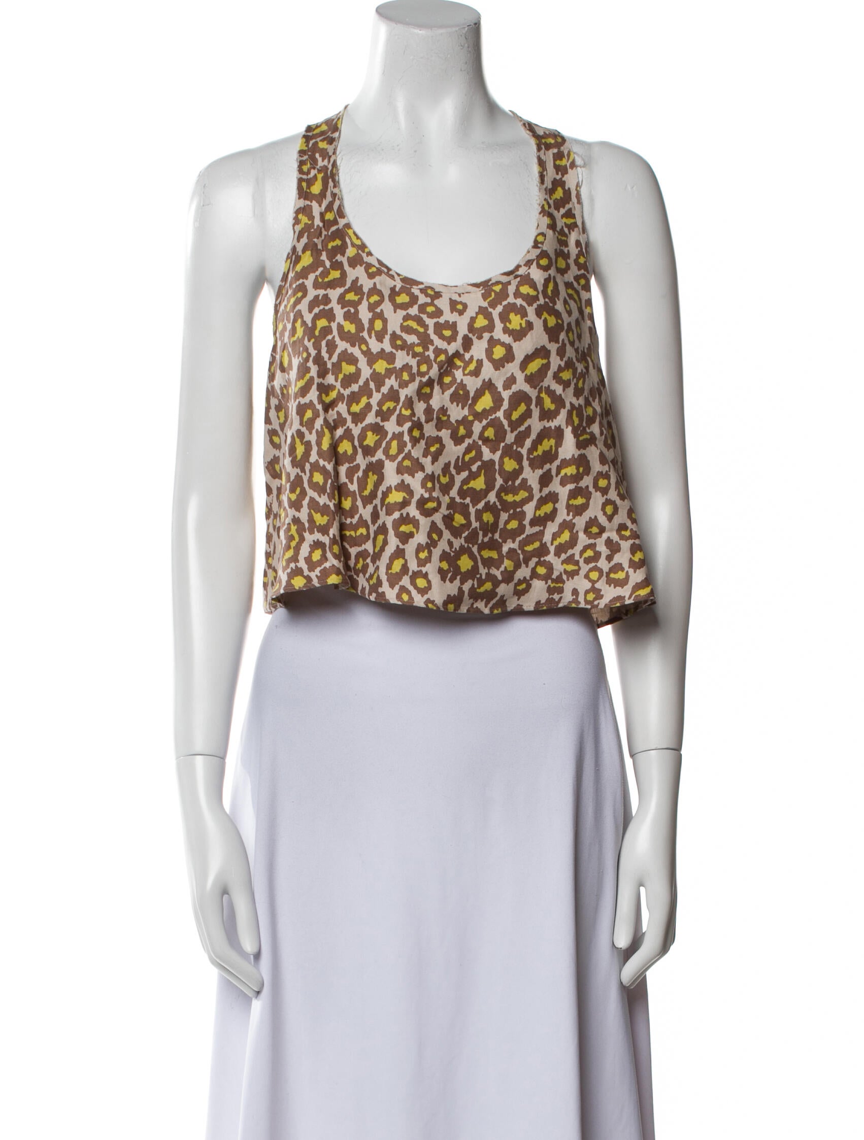 Raquel Allegra Linen Animal Print Crop Top